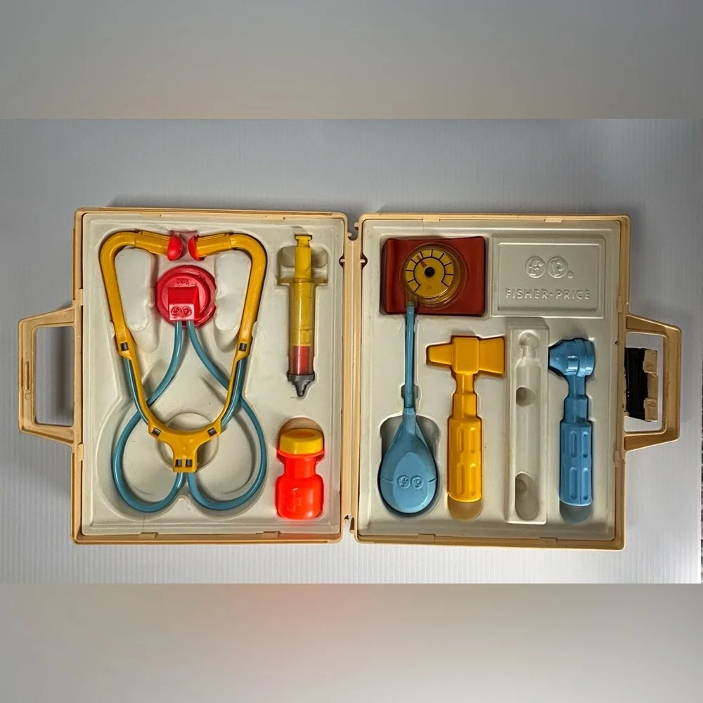 Fisher Price Medical Kit Vintage Toy Collectible Play Doctor Nurse Patient 1970s
